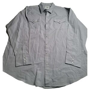 Ely Cattleman Gray Pearl Snap Long Sleeve Shirt Men's 3XLT Western Cowboy